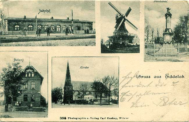 Bahnhof - Mhle - Denkmal - Post - Kirche - Eddelak